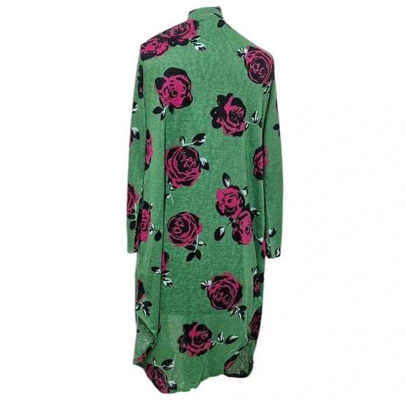 G by Giuliana Duster Topper Open Cardigan w/ pockets -Green Floral Medium PETITE - Picture 3 of 8